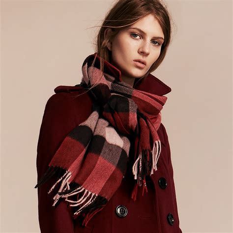 red coat with burberry scarf|burberry giant check cashmere scarf.